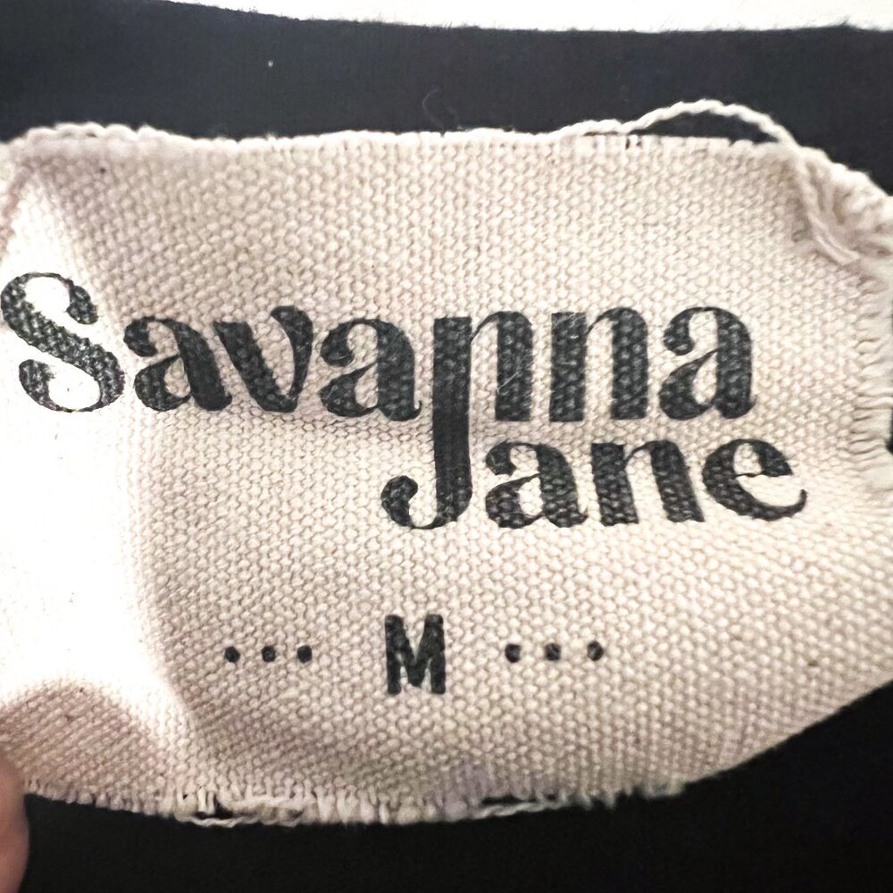 Savanna Jane Embroidered Aztec Top Black Blouse Boho Chic Medium - Picture 9 of 13